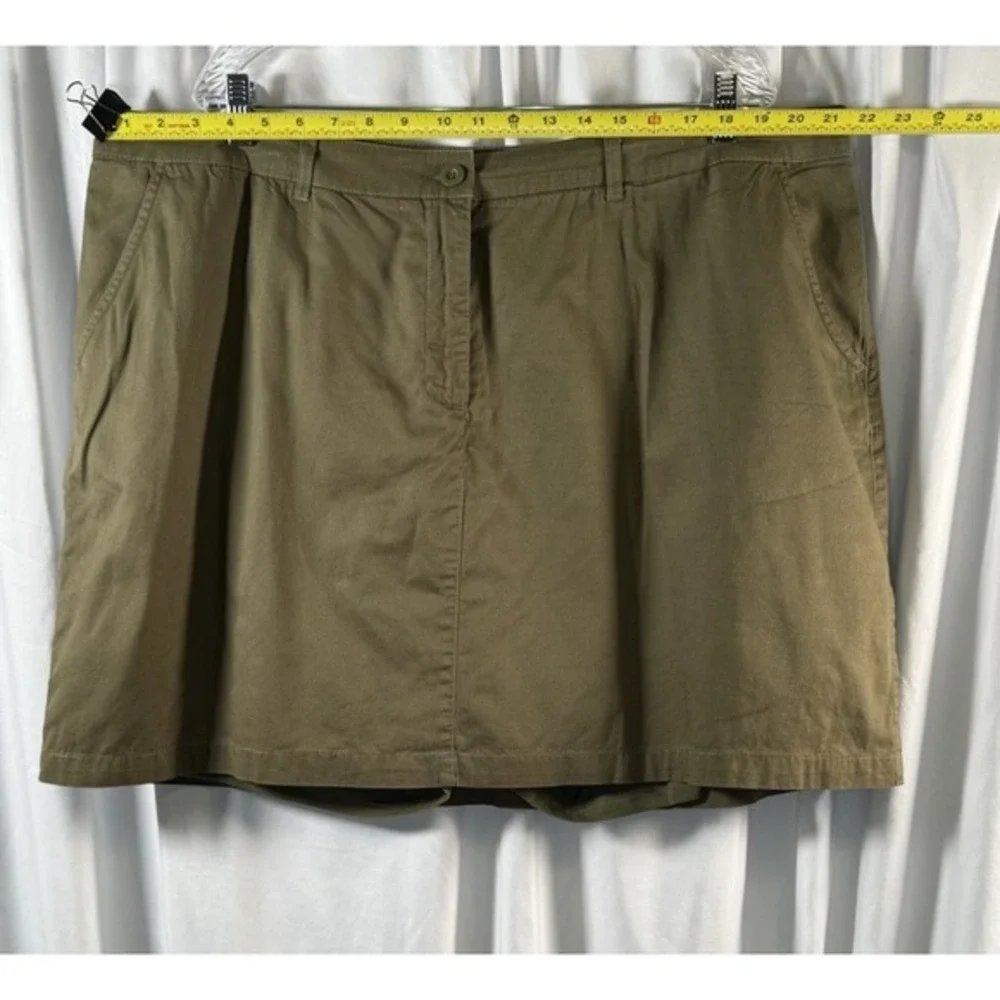 Ellos Olive Green Cotton Blend‎ Stretch Skort Plus 22 Mini Skirt Casual  82-20
